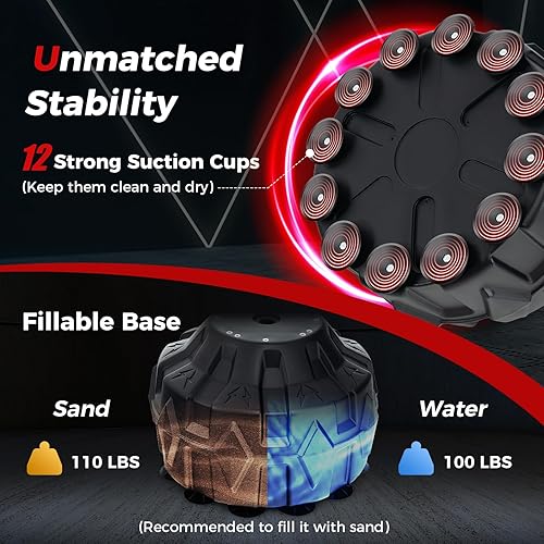 Miniatura 4 de Goplus Saco de boxeo independiente, bolsa de boxeo pesada de 70 pulgadas con base rellenable, 12 ventosas, amortiguadores, bolsa de kickboxing con