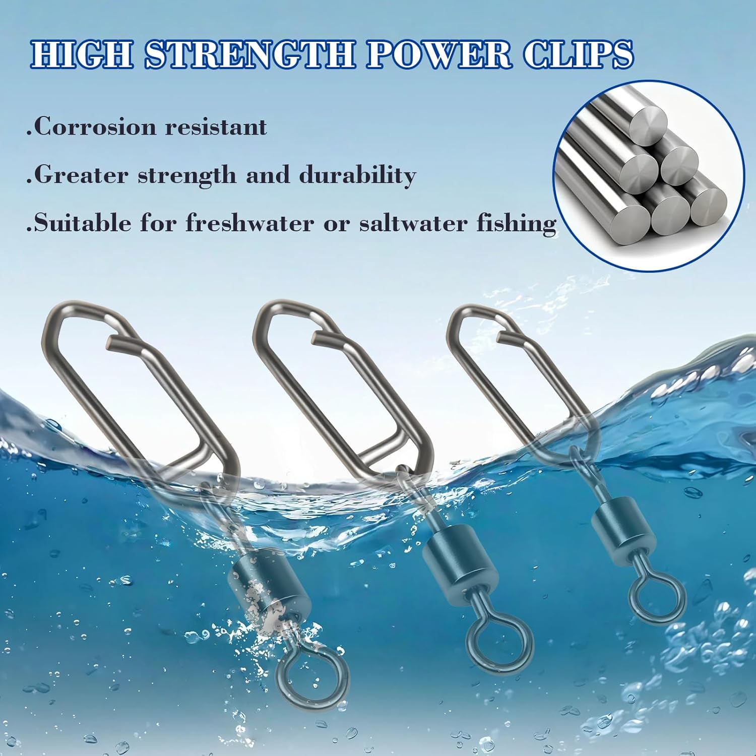 55Pcs High Strength Fishing Swivels, Stainless Steel Speed Clips with Barrel Swivels, Saltwater/Freshwater Snaps Swivel Change Quick Clips Snap Black Nickel - Image 6