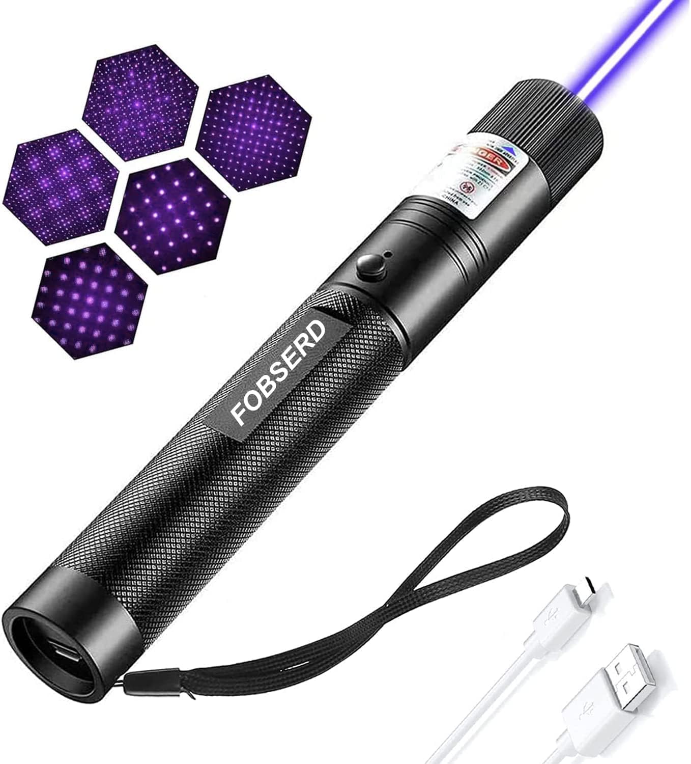 FOBSERD Long Range Tactical Purple Beam with USB Charging,Adjustable Focus Light Pointer for Night Astronomy Outdoor Camping and Hiking