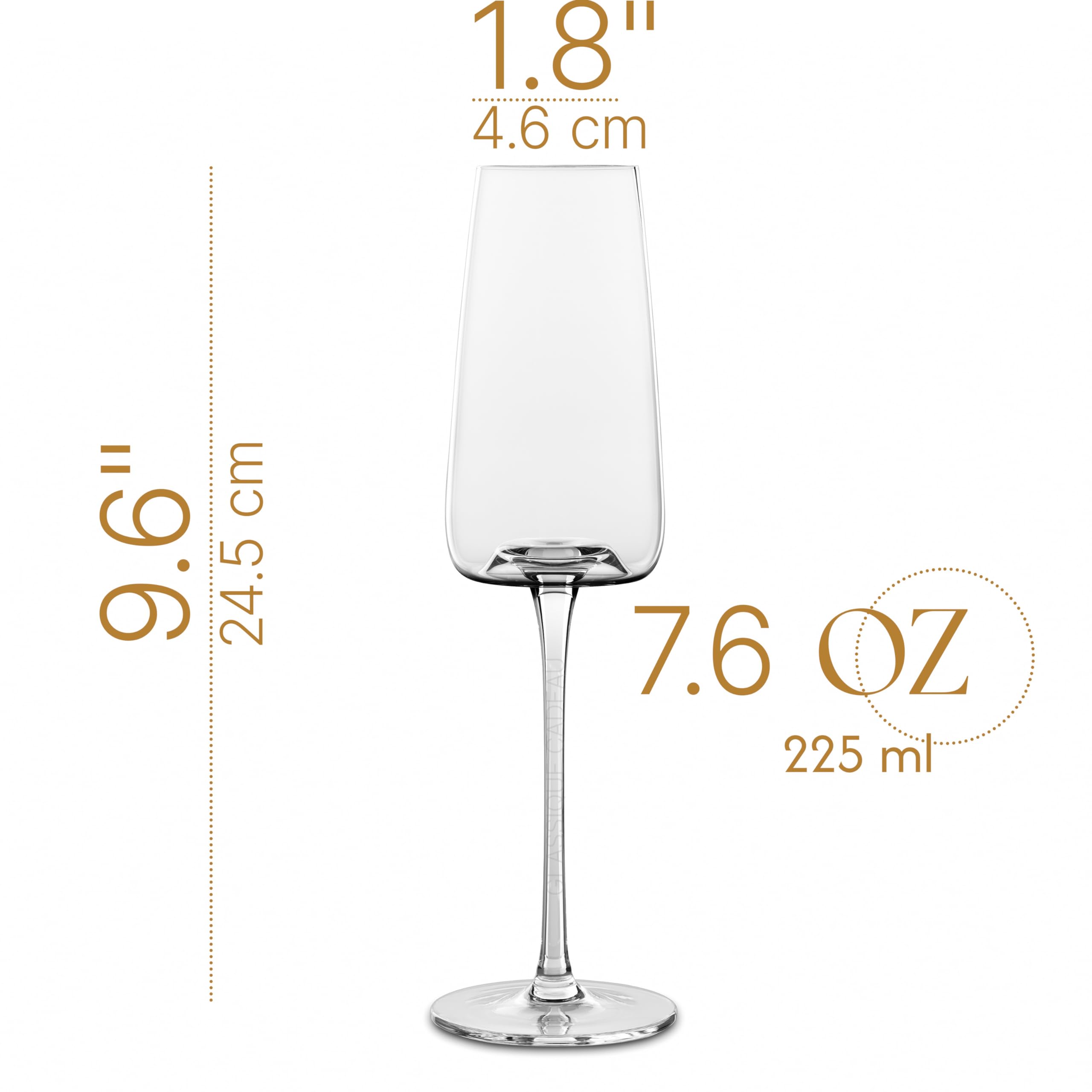 Verres à Prosecco, Cava et Champagne | Lot de 2 | Flûtes à Long Pied en Cristal pour Mimosa, Kir Royale et Impérial, French 75, Hugo et Cocktails de Vins Mousseux | Élégante Verrerie Cadeau