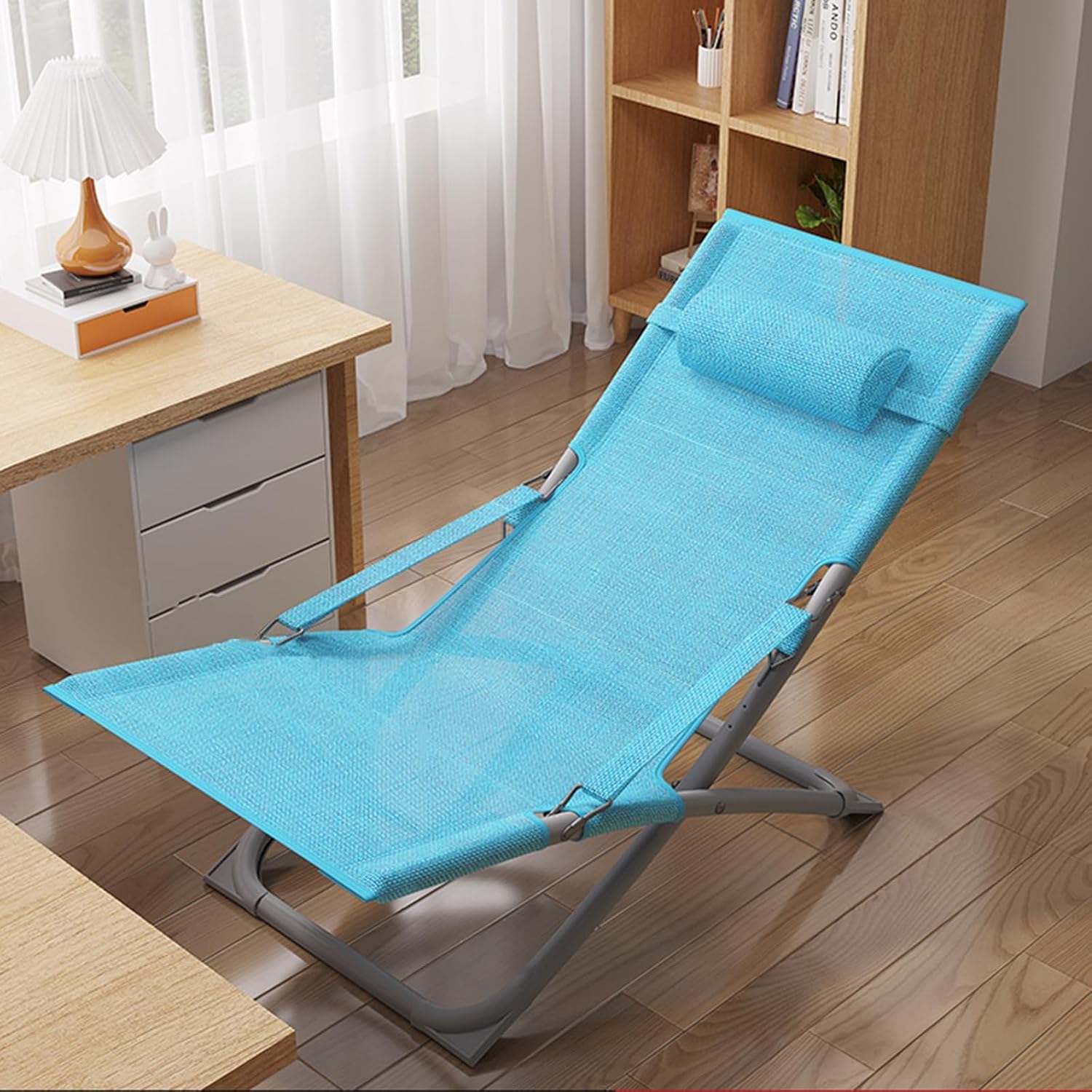 Folding Chair, Folding Reclining Chair, Office Leisure Chair with Backrest/Sitting and Lying Dual-Purpose Chair/Three-Level Adjustment(Gris)