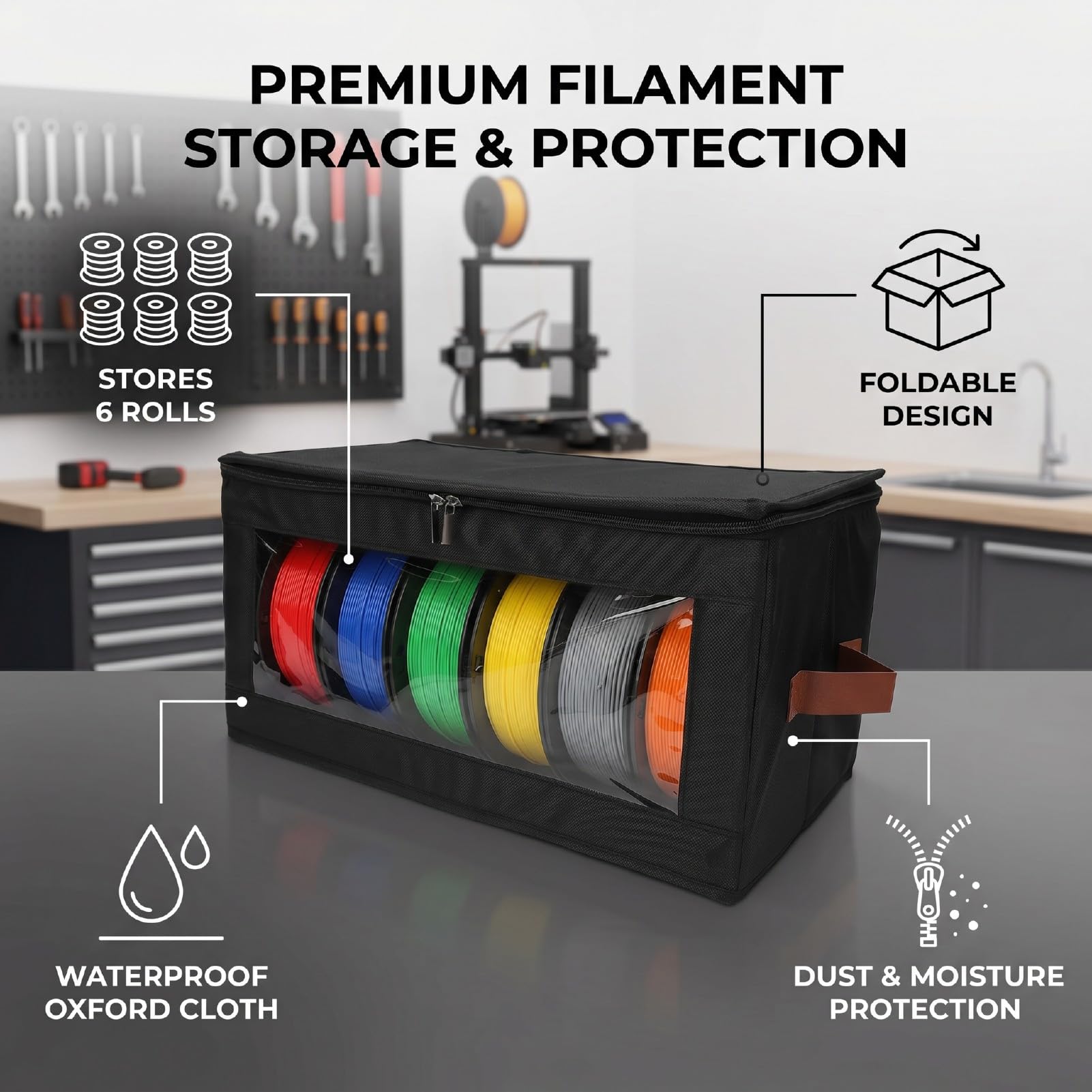 Srliya Caja de Almacenamiento de Filamentos para Impresora 3D con Desecantes, Contenedor de Carrete de Filamento a Prueba de Agua para Taller Doméstico (2 juegos)