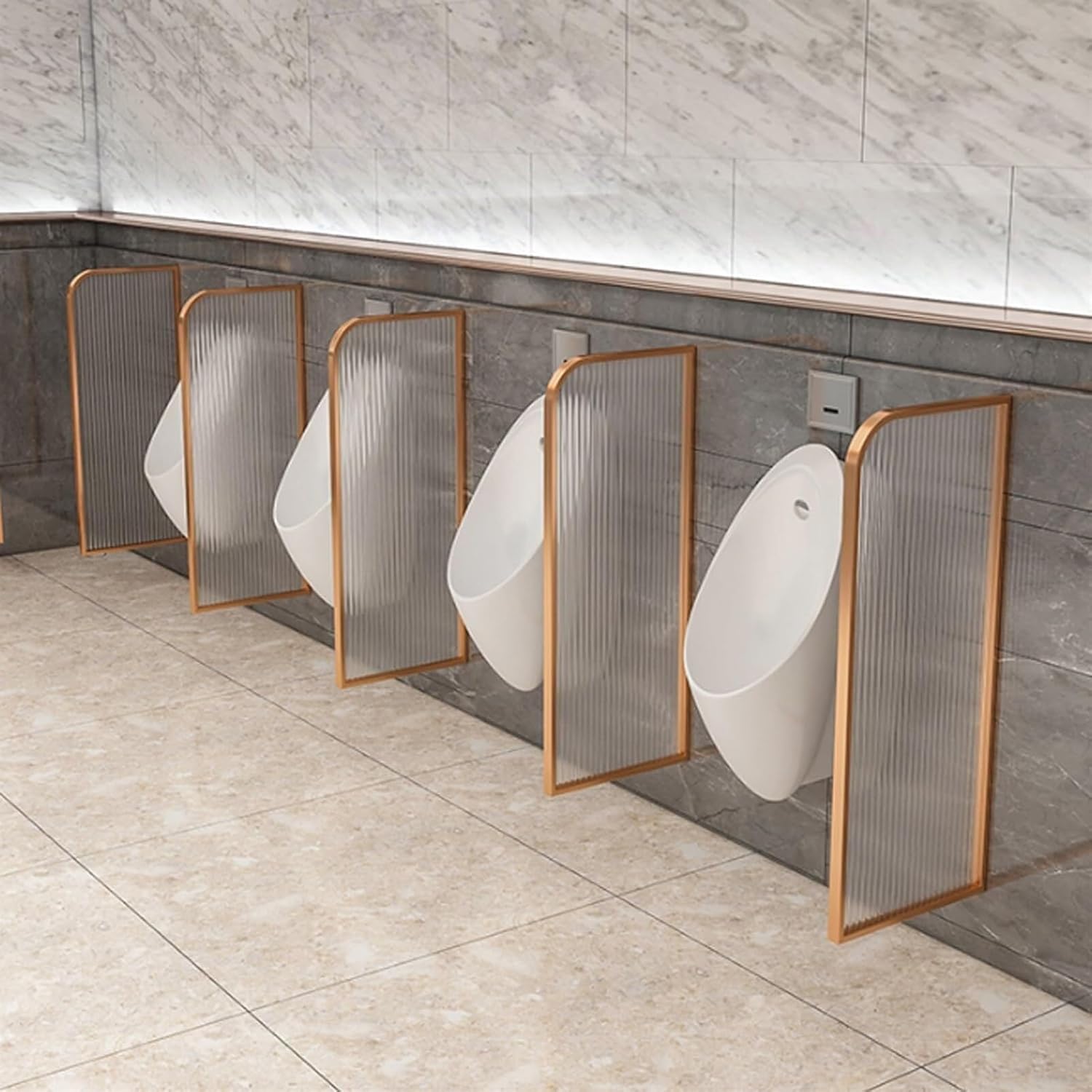 Urinal Partition Divider with Stainless Steel Frame,public toilet Wall-Mounted Decorative Partition,Men's Urinal Privacy Screen.Restroom Partitions,Used in schools and restaurants(Rose Gold,1PCS)