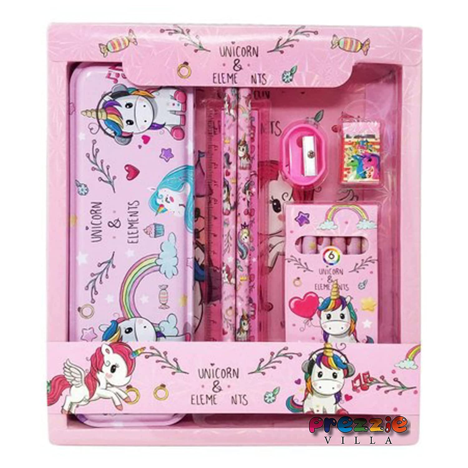 MSGH Combo of Pen(Glitter) with Kids Cartoon Hello Kitty Printed Stationary Set for Girls Boys - with Pencil case,Two Pencils Eraser, Scale, Sharpener and Crayon. (Pink) (B09Q1CJ7H2) Amazon Price History, Amazon Price Tracker