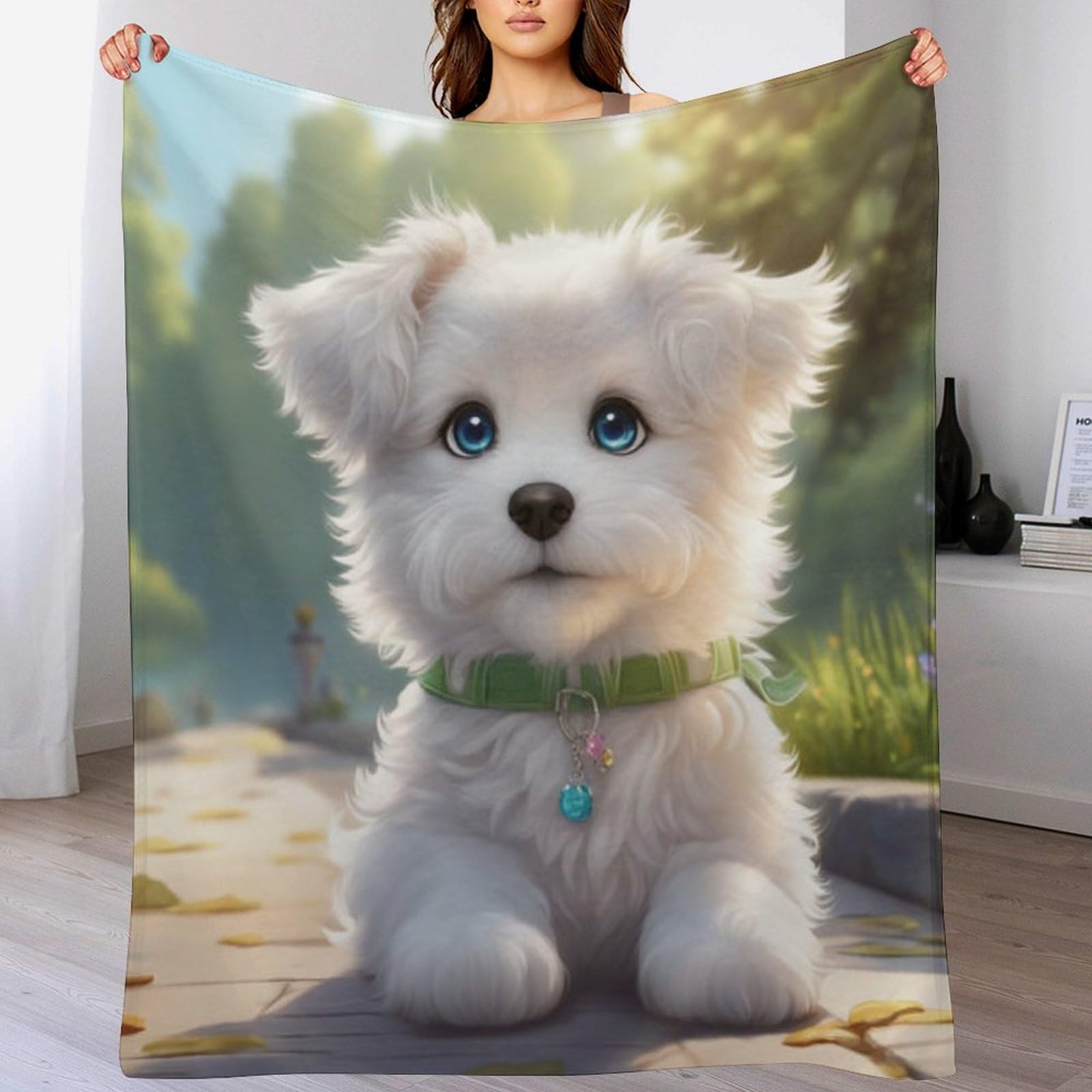 Couvertures moelleuses pour canapé : plaid en flanelle douce imprimé chien