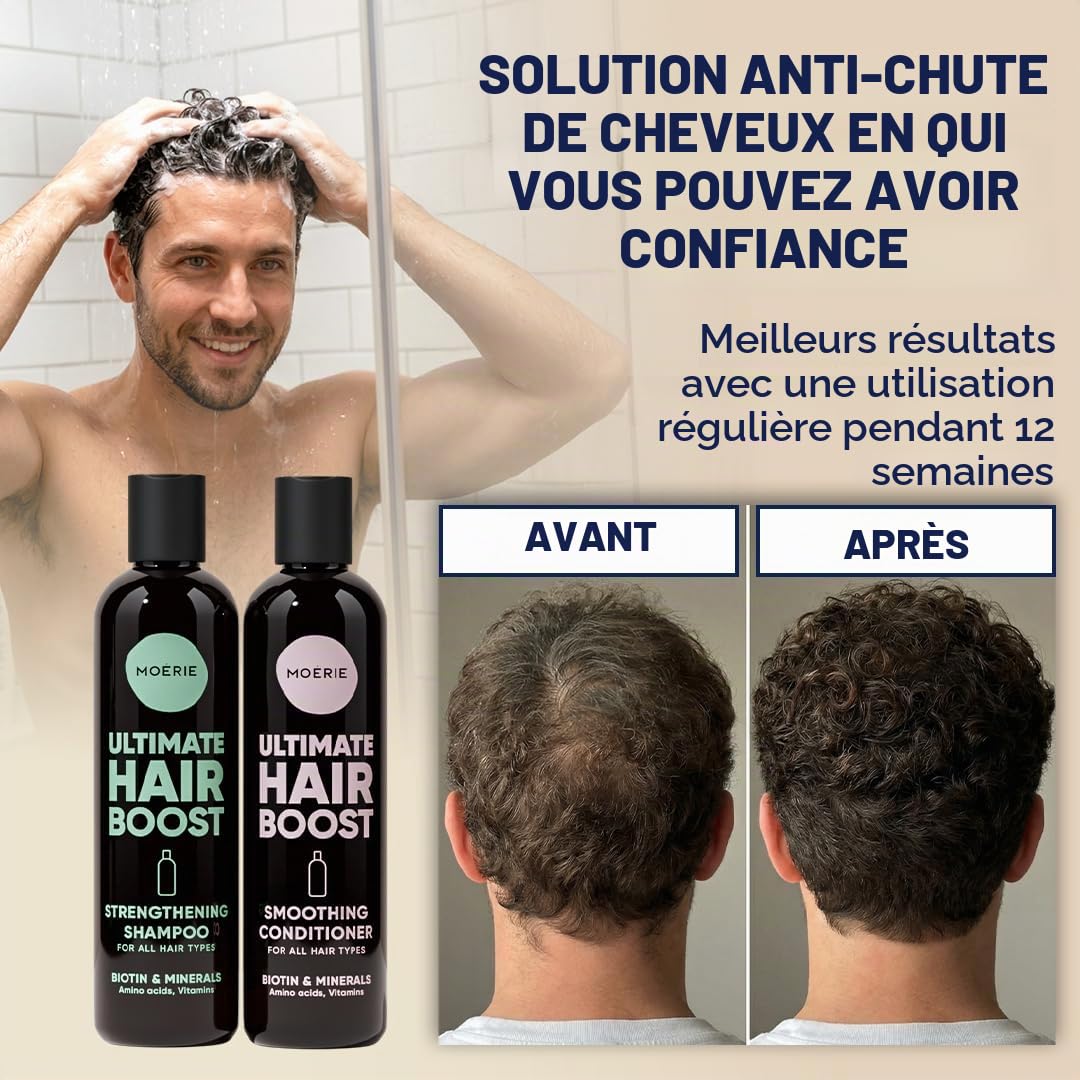 Moerie Mineral Shampoo & Conditioner Set - For Longer, Thicker, Fuller Hair Growth - Vegan, Paraben Free Products - All Types - Reverse Loss - 2 x 250ml