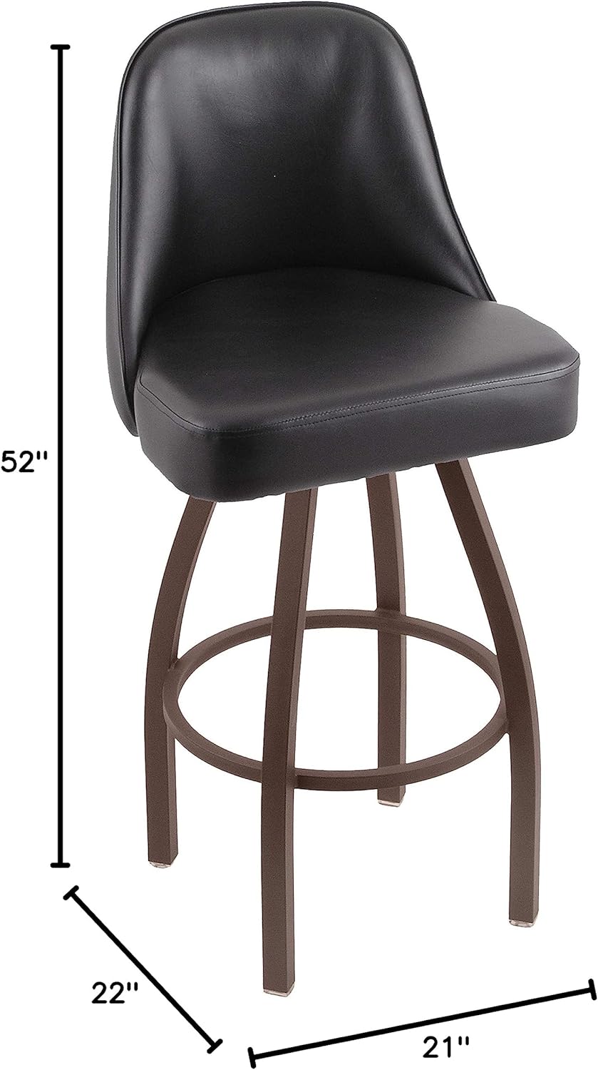 840 Grizzly 36" Swivel Bar Stool with Bronze Finish and Black Vinyl Seat