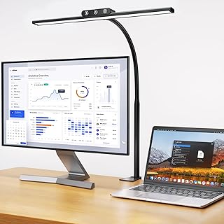 Desk Lamp,Led Desk Lamps with Clamp,Architect Desk Lights for Home Office Desktop Office Lamp 4-Brightness 4-Color Eye Care Overhead Table Lamp for Computer Monitor Study Reading