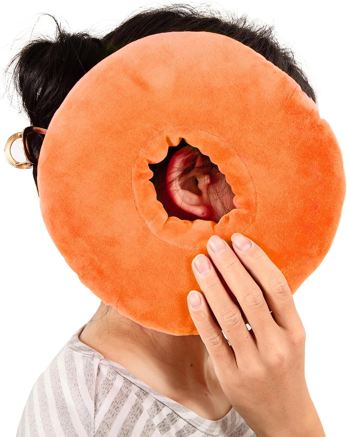 HJSSAAPiercing Pillow,Ear Piercing Pillow for Side Sleepers,Ear Pillow with Hole,Ear Pain Relief,Adjustable Filling,Donut Pillow for Ear,Reduces Ear Pressure,CNH Ear Pillow,Earring Pillow