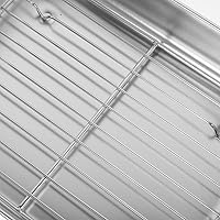 Vista 2 de Caja de acero inoxidable para congelador con estante de malla, contenedor de almacenamiento de alimentos multifunción para refrigerador, organizador