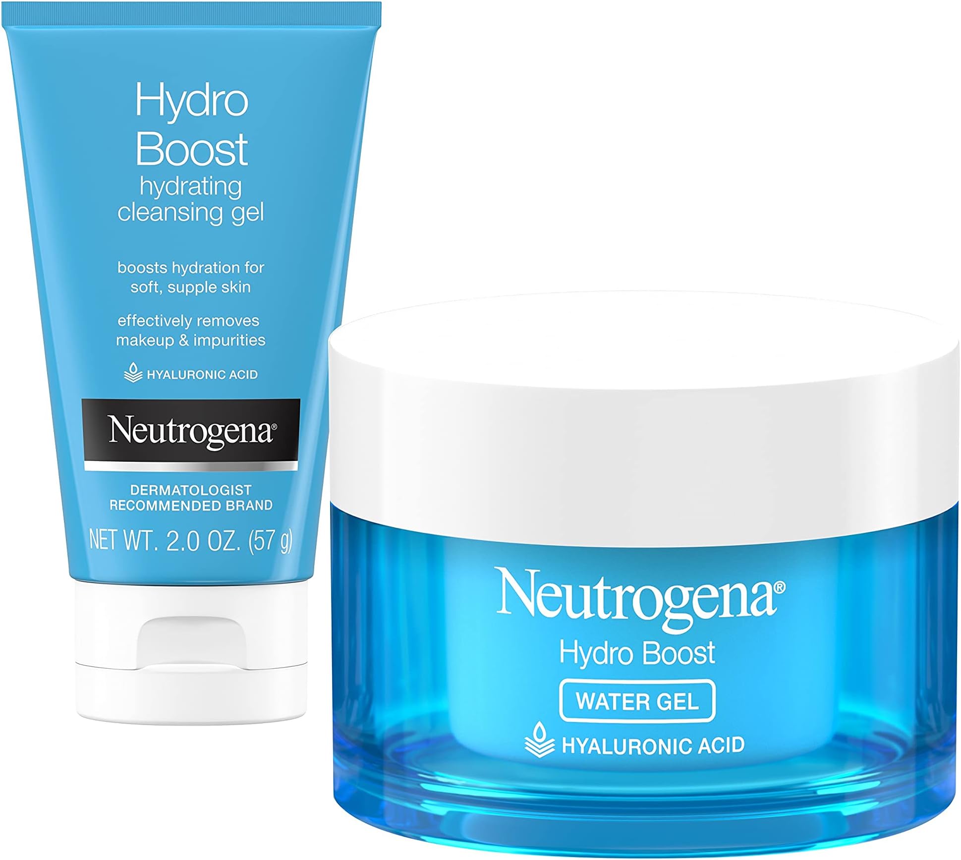 Hydro Boost Water Gel Daily Facial Moisturizer with Hyaluronic Acid, 1.7 fl. oz, Hydro Boost Hydrating Facial Cleansing Gel with Hyaluronic Acid, 2 oz, Travel Size