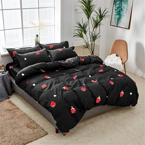 Miniatura 6 de Erosebridal 7 piezas de funda de edredón Kawaii fresa y bonitas sábanas (tamaño queen)