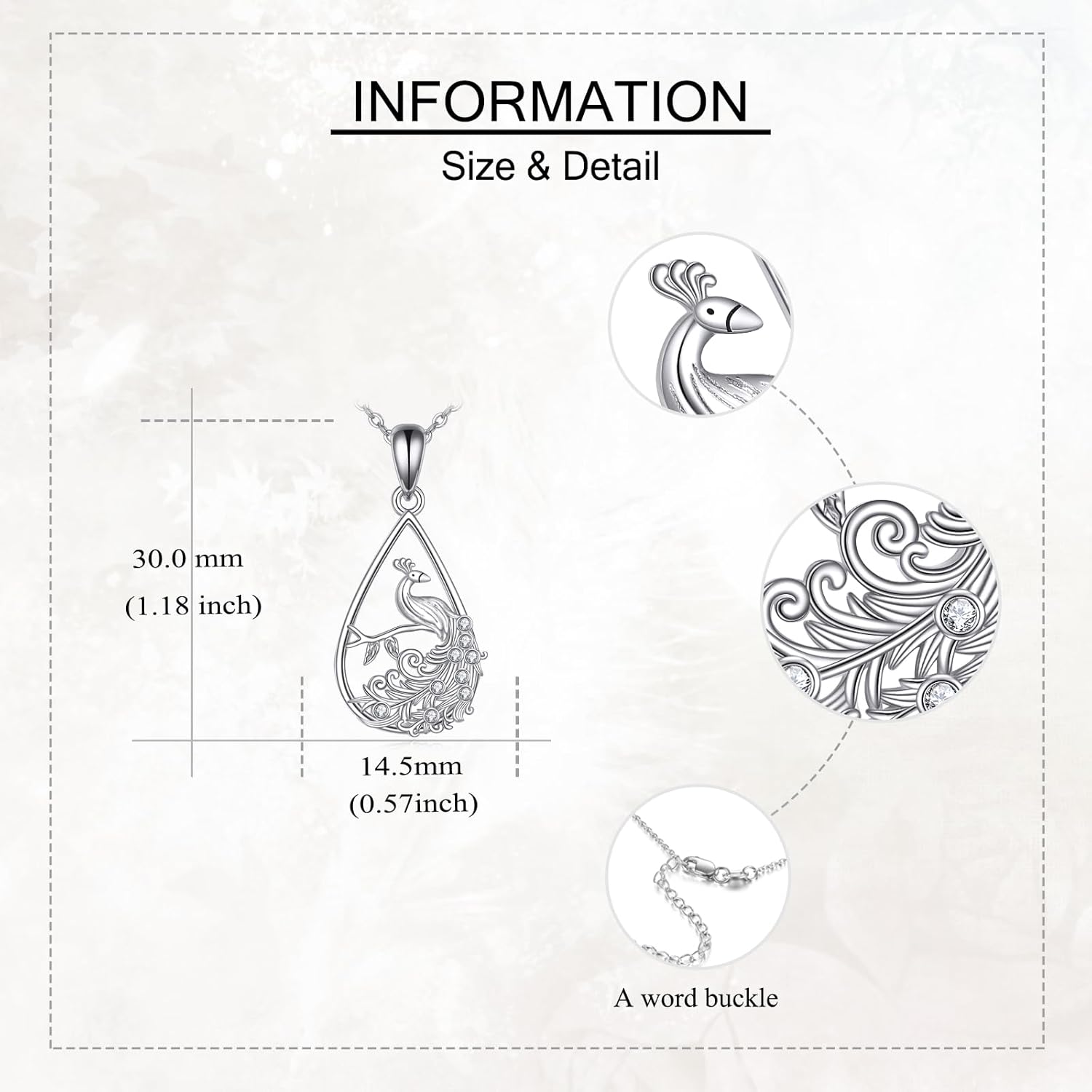 Peacock Necklace 925 Sterling Silver Teardrop Pendant Peacock Animal Jewelry Mother's Day Gifts for Mom Women - Image 5