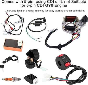 Ignition Coil CDI Spark Plug Racing Ignition Coil Harness Assembly Wiring Kit ATV Electric Start QUAD 50 70 90