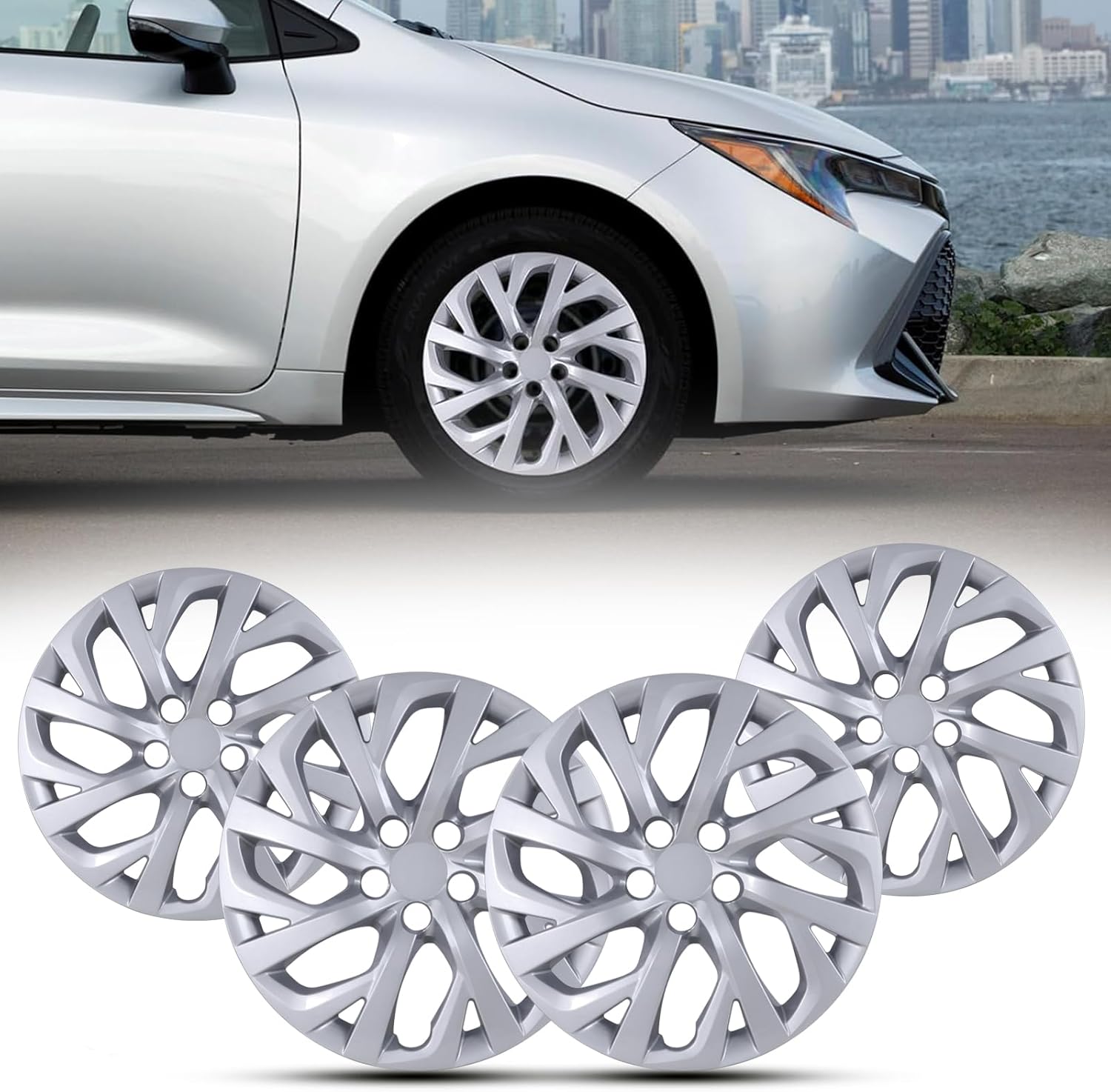 ROXX 4Pcs Set 16inch Wheel Rim Cover Hubcaps Replacement for Toyota Corolla 2009-2026(Only Fit for Steel Wheel), Snap On Car Truck SUV Hub Cap(5111, Lacquer)