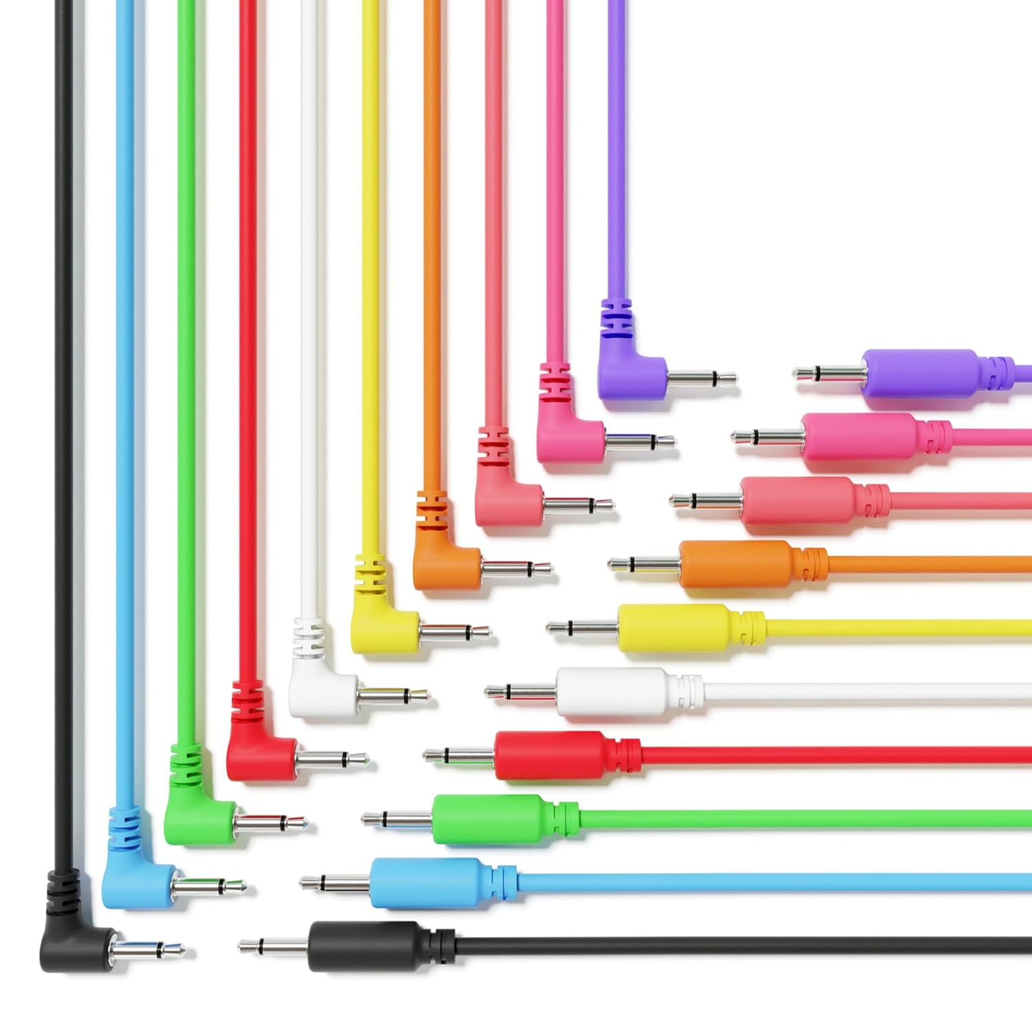 Hybrid Mono Modular Patch Cables - TS 3.5mm 1/8" - Eurorack Synth Synthesizer [10-Pack | 150 cm - 59.06"]