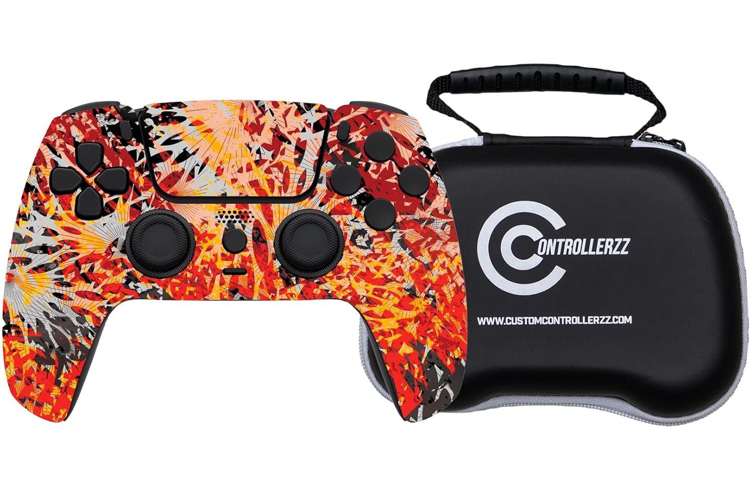 Custom Controllerzz Solar Flare Controller Case Bundle Includes Solar Flare Custom Wireless Controller for PS5 PC Universal Protective