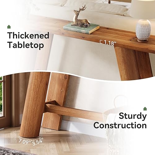 Miniatura 6 de Mesa consola de madera maciza, 70.9 pulgadas estrecha y larga para sofá detrás del sofá, muebles de entrada de madera para sala de estar, entrada,