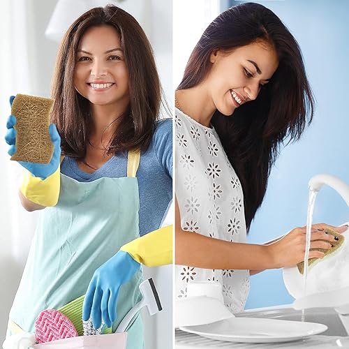 Miniatura 5 de AIRNEX Paquete de 24 esponjas de cocina naturales biodegradables  Esponja de celulosa compostable y coco coco  Esponjas ecológicas para platos