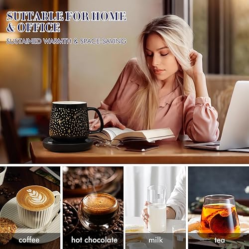 Miniatura 7 de Waipfaru Juego de calentador de tazas de café, 2 controles de temperatura y calentador de tazas de apagado automático para escritorio, regalos para