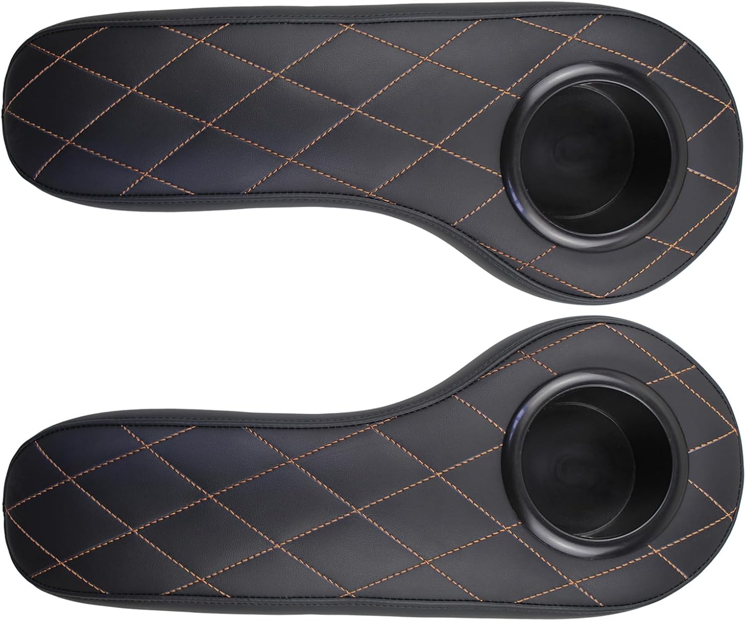 Pack of 2 Golf Cart Back Seat Flip Armrests with Cup Holder Compatible with Club Car Compatible with EzGo Compatible with Yamaha Carts with 1-inch Square Armrests, Black