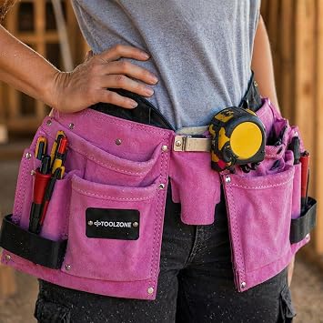 11 Pocket Multi Storage Tool Pouch Organiser Leather Work Tool Belt Men Women Apron Tape Holder Hammer Loop Heavy Duty Pouch for Builders Carpenter Construction