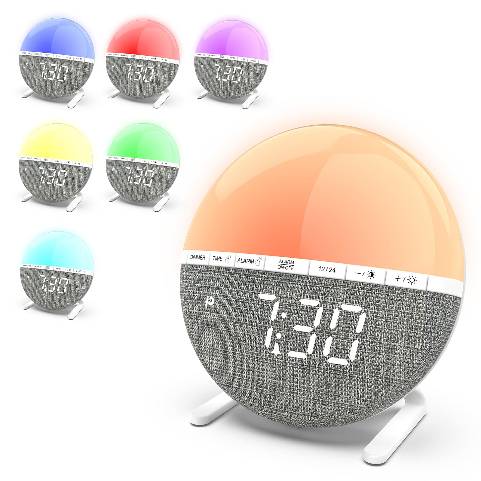 GOMETY Réveil Lumineux Simulateur d’Aube, Réveil Lever du Soleil avec Snooze, 7 Sons Naturels, Veilleuse LED 9 Couleurs, Réveil Enfant et Adulte pour Chambre