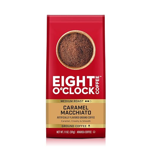 Eight O'Clock Coffee Caramel Macchiato, Medium Roast, Ground Coffee, 11 Ounce (Pack of 1), 100% Arabica, Kosher Certified