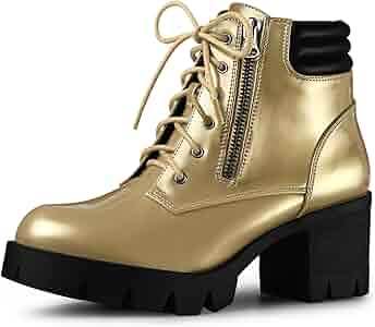 ショートブーツ・ブーティ Chunky Sole Lace-Up Boots in Beige Leather Beige-Lace-Up-Chunky-Short-