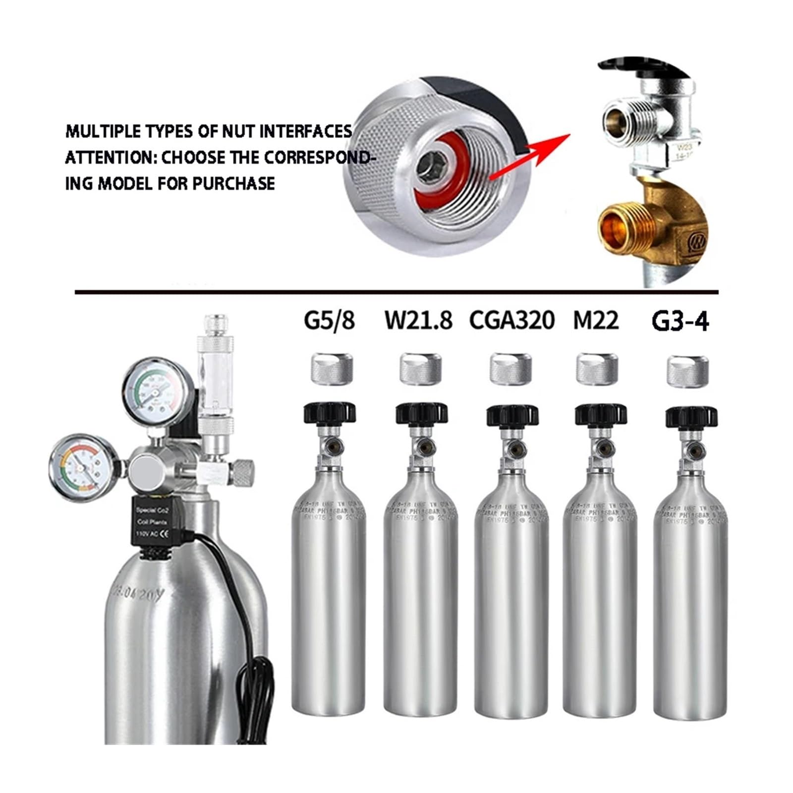 DIY Aquarium CO2 Regulator Magnetic Solenoid Kit Check Valve Fish Tank Accessories CO2 Control System Reactor Generator Set(CGA320)
