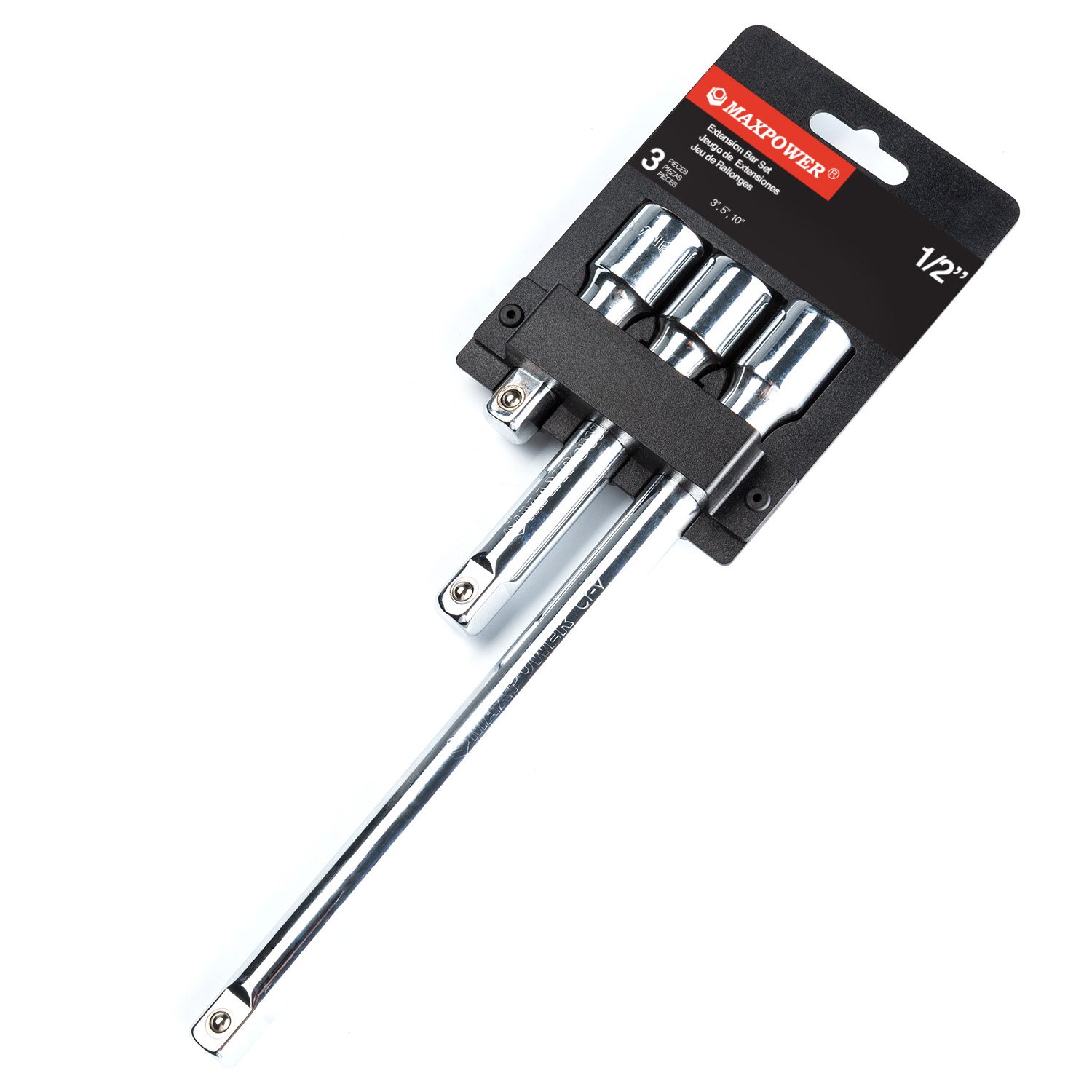 MAXPOWER 3-Piece 1/2 Inch Extension Bars Industrial Grade for Socket Wrench Set, Perfect For Narrow Deep Areas