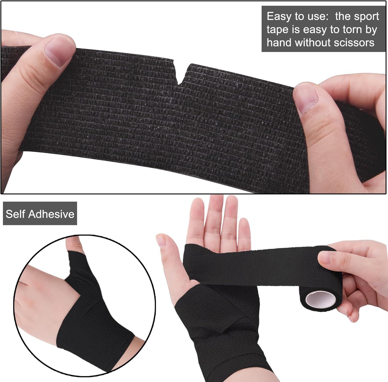 BQTQ 50 Rolls Self Adhesive Bandage Wrap Black Bandage Tape Self Adherent Wrap 2 inch Bandages Self Adhesive Wraps Stretch Bandage Wrap Roll for Wrist Ankle Swelling Sprains (Black)