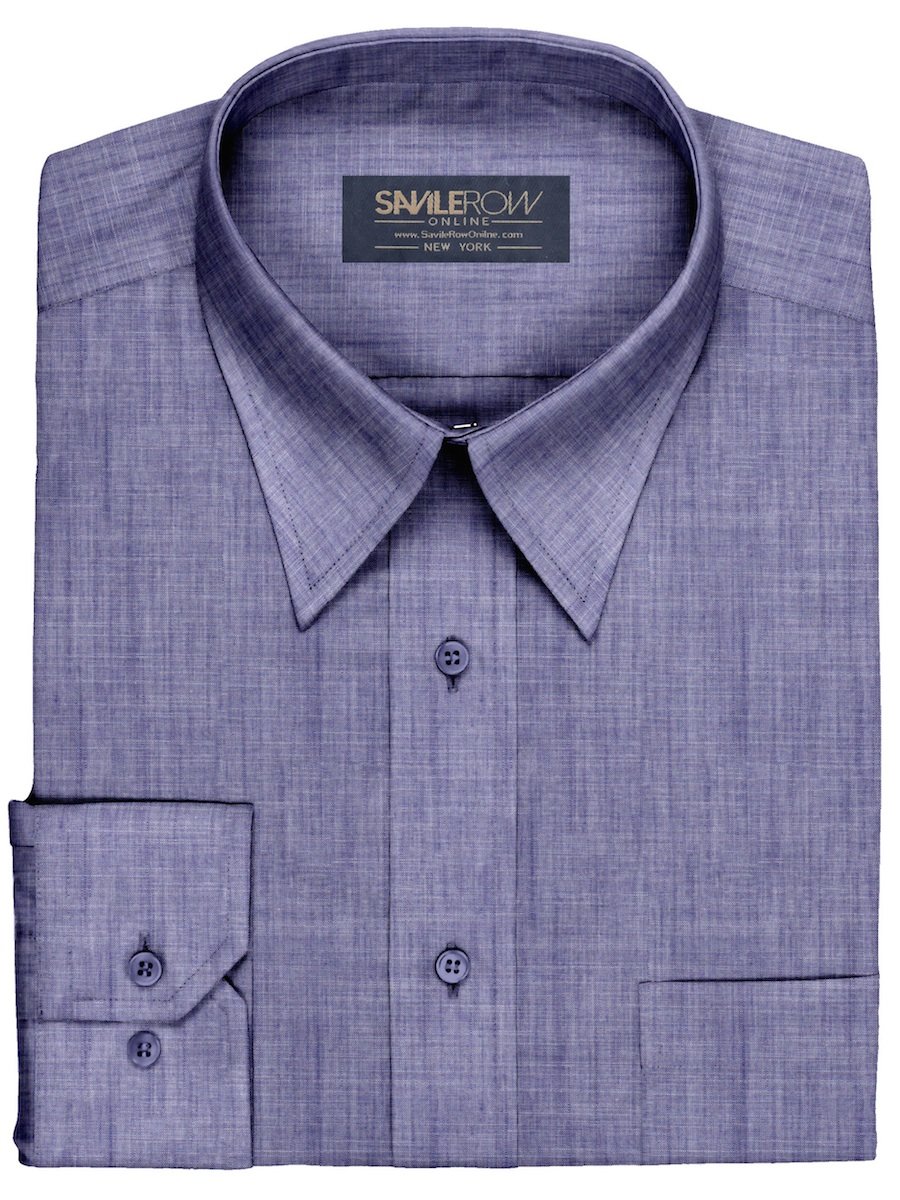 Mens Chambray Navy ALBINI 100 Cotton Dress Shirt