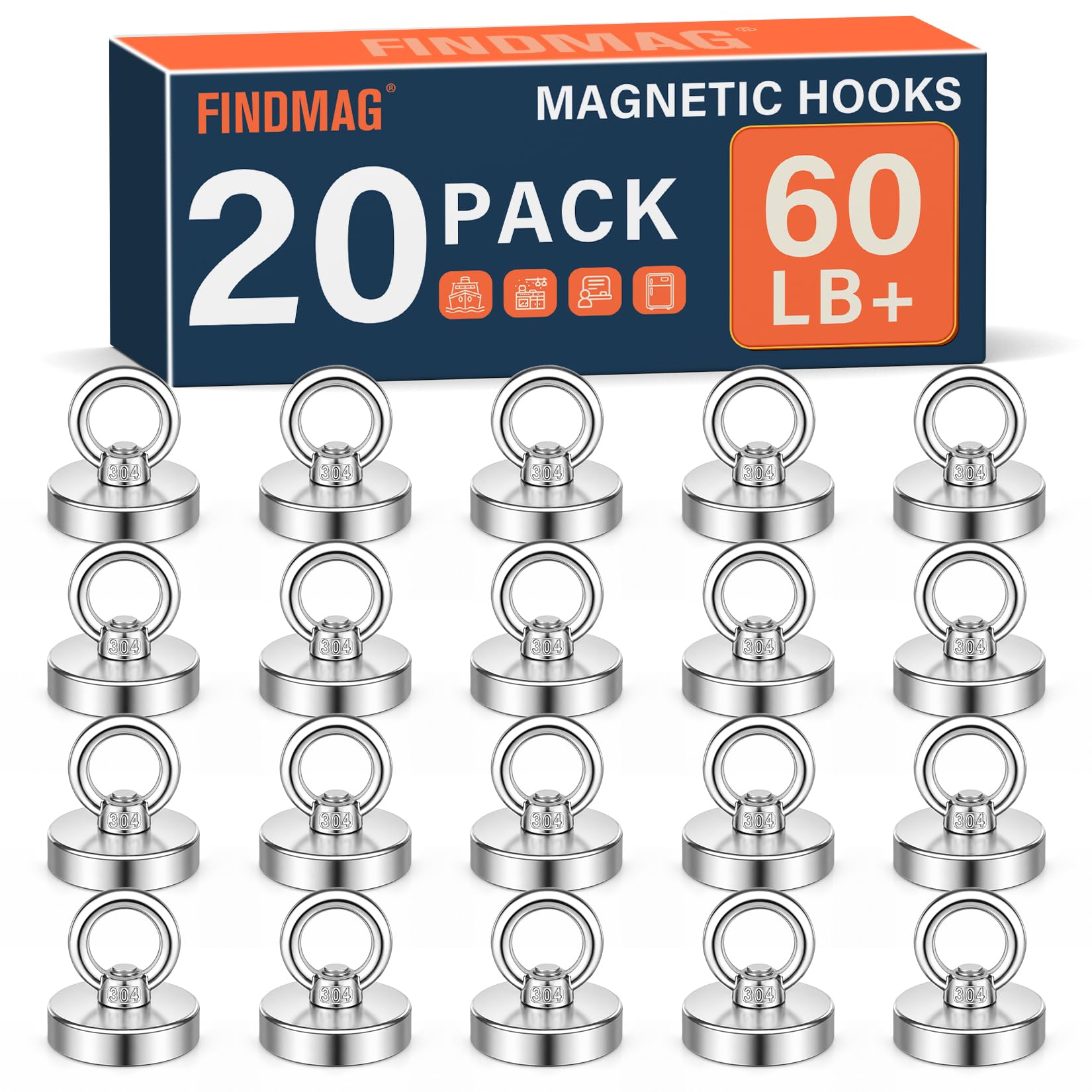 Strong Magnet Hooks - 10 Pack, 100 lb Hold -11 Strong Magnet Hooks - 10 Pack, 100 lb Hold -11