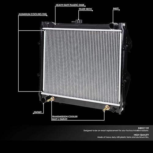 Miniatura 8 de DNA Motoring OEM-RA-13066 Radiador de núcleo de aluminio de 1 fila compatible con Highlander Hybrid 08-10, 30-18 pulgadas de ancho x 18-1116