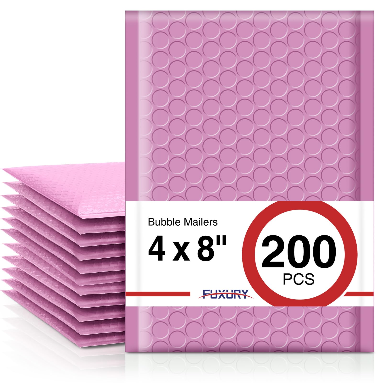 Fuxury Bubble Mailers 4x8" Padded Envelopes 200 Pack Pinkish Purple