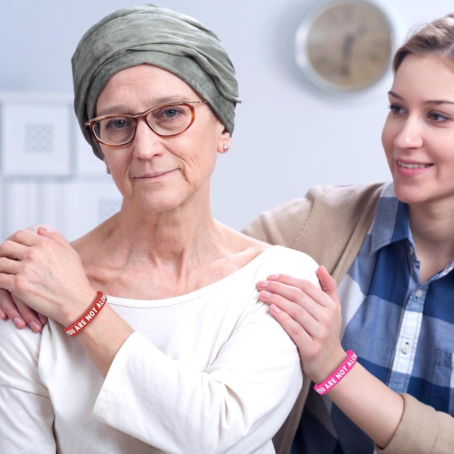 Chivao 36 Pcs Cancer Awareness Rubber Bracelet Ribbon Silicone Wristband with Saying Together We Fight, You are Not Alone, Gift for Patients, Family and Friends - Image 2