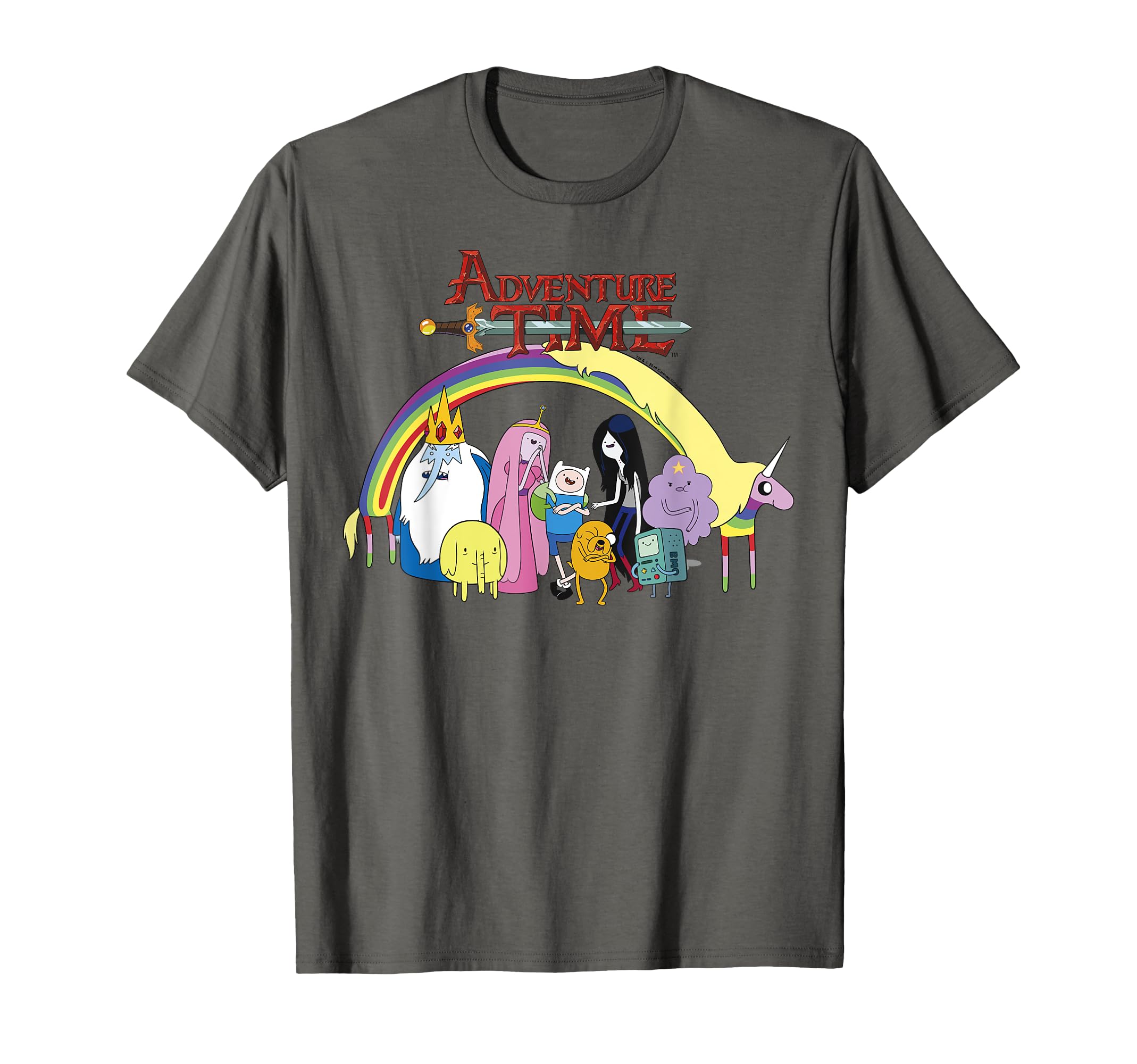 Adventure Time Classic Rainbow Unicorn Group Shot T-Shirt