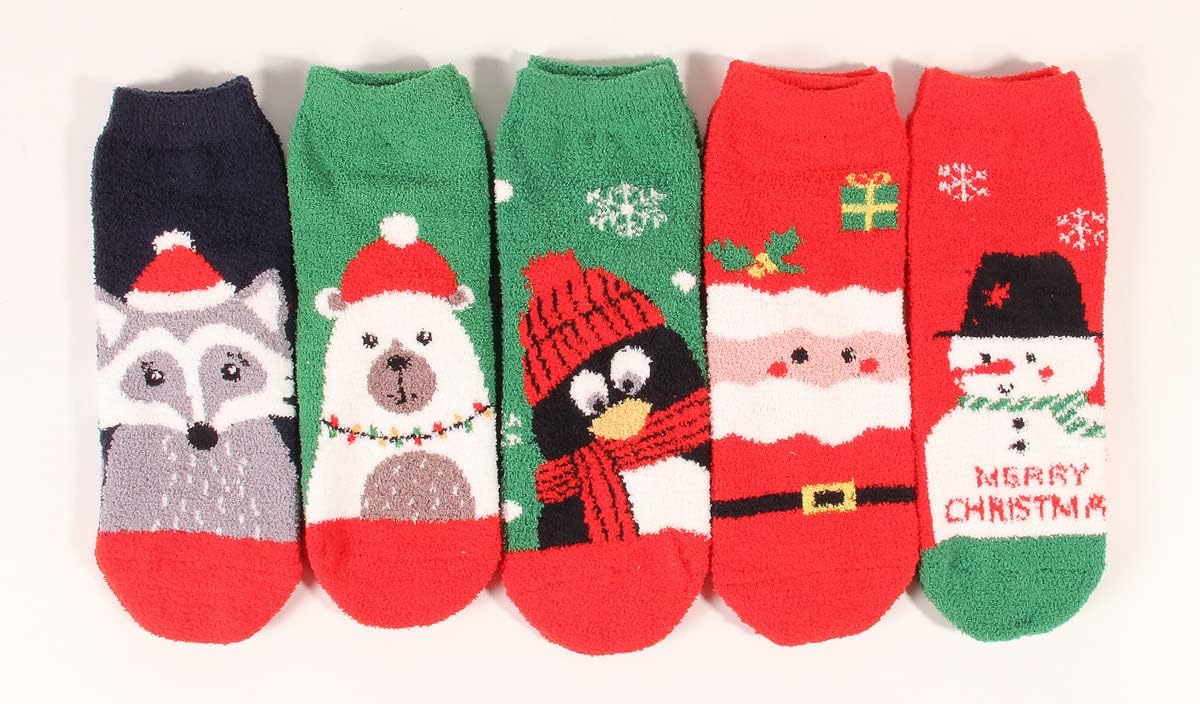 Gellwhu Adult Christmas Fuzzy Socks with Grips Plus Size Warm Winter Luxury Cozy Fluffy Holiday Socks Stocking Stuffers Gifts - Image 8
