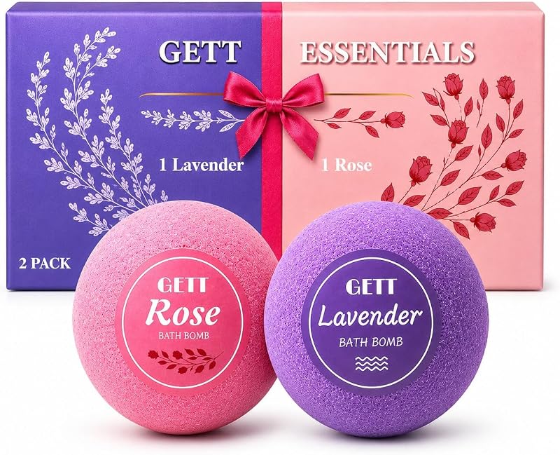 Bombas de banho GETT de lavanda e rosa, pacote com 2 unidades de 60 g