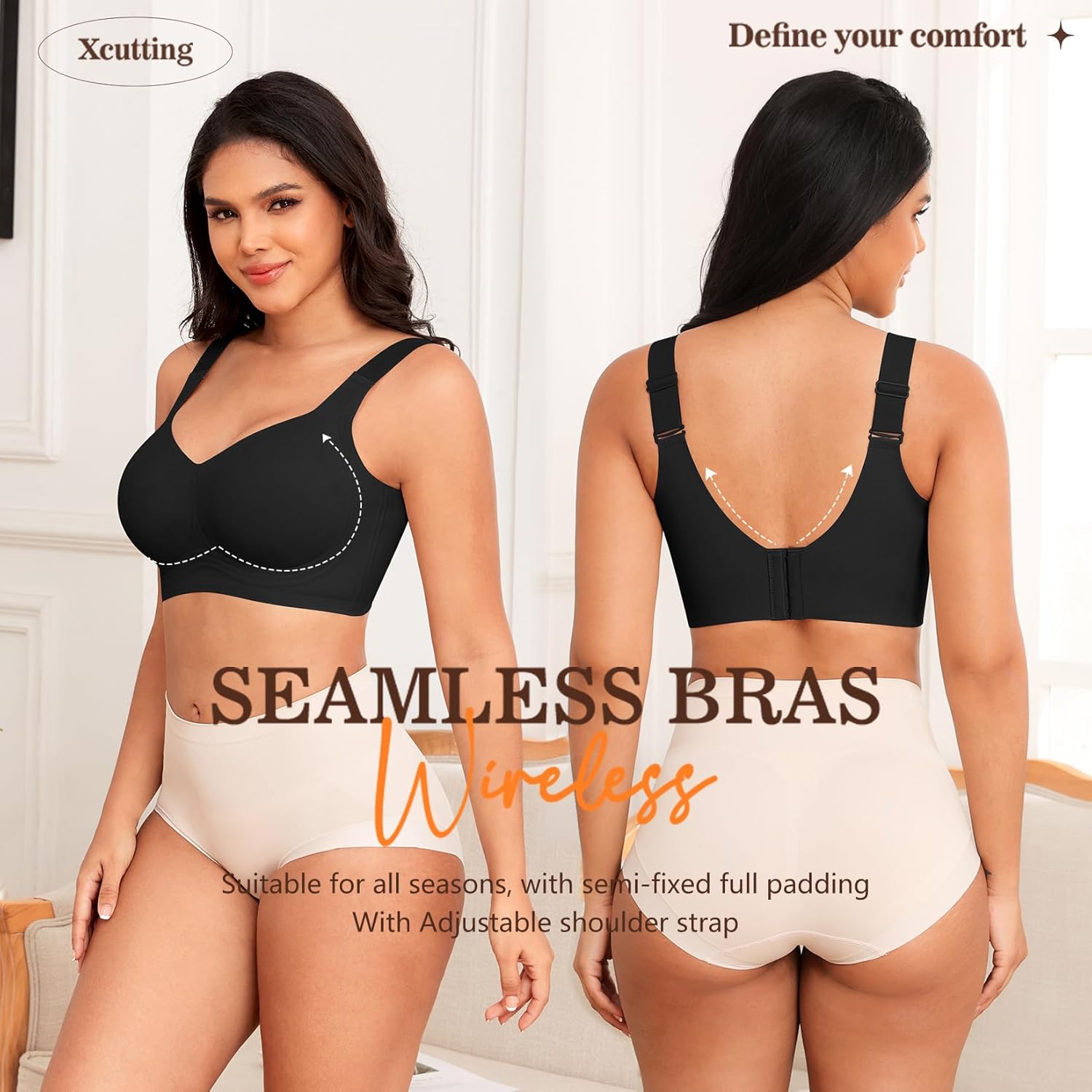 Women Wirefree Bras for Women Full Coverage No Underwire Everyday Bras Comfortable Wireless Padded Bras - Image 4