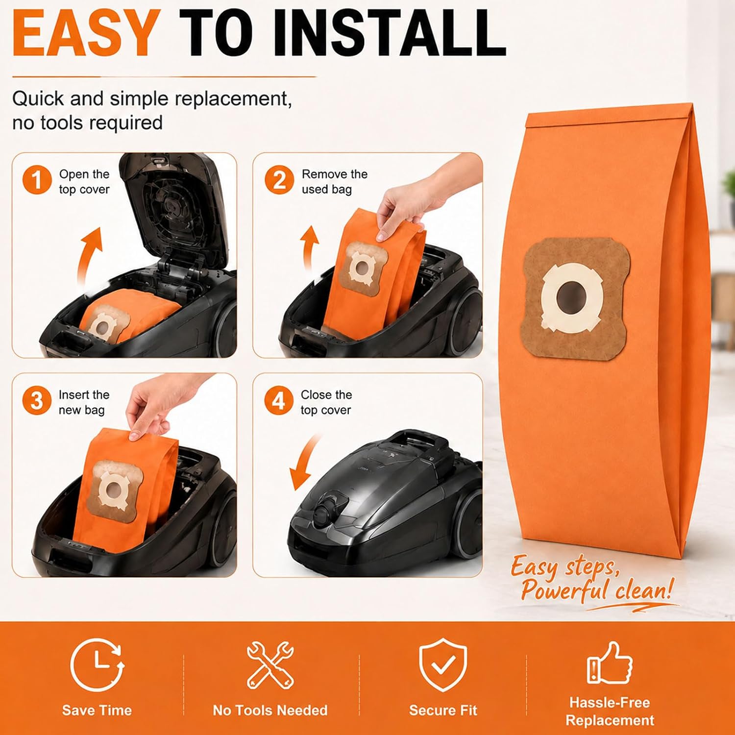 12 Pack Kirby Vacuum Bags Replacement Compatible with G3 G4 G5 G6 G7 Gsix Ultimate G Sentria Diamond Upright Vacuums, Micron Magic Dust Bags Replace Part #204803 205803 197394