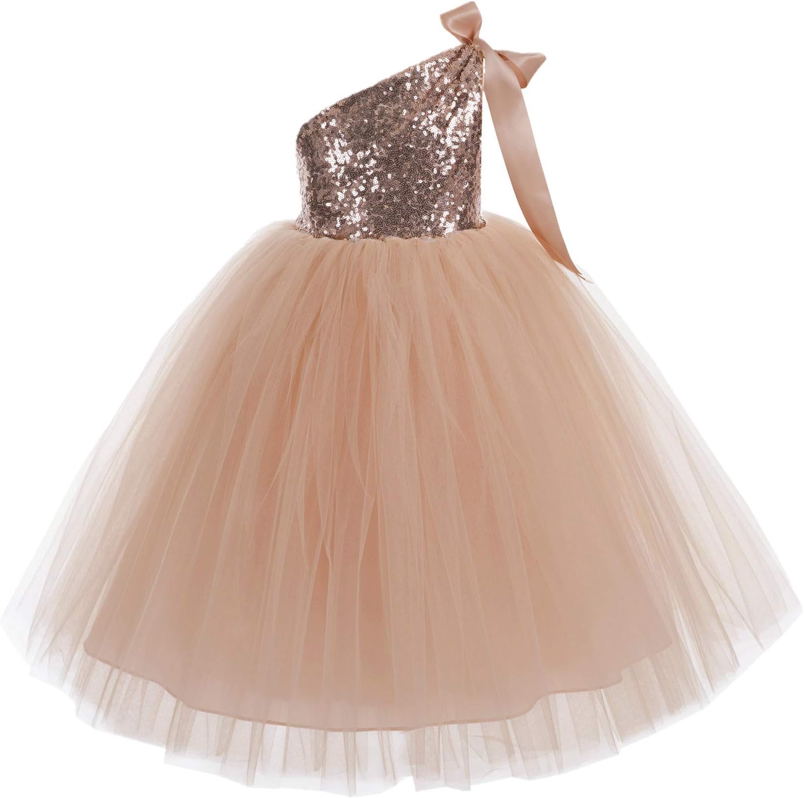 One-Shoulder Sequin Tutu Flower Girl Dress Corset Dress Wedding Pageant Dresses Ball Gown Tutu Dresses