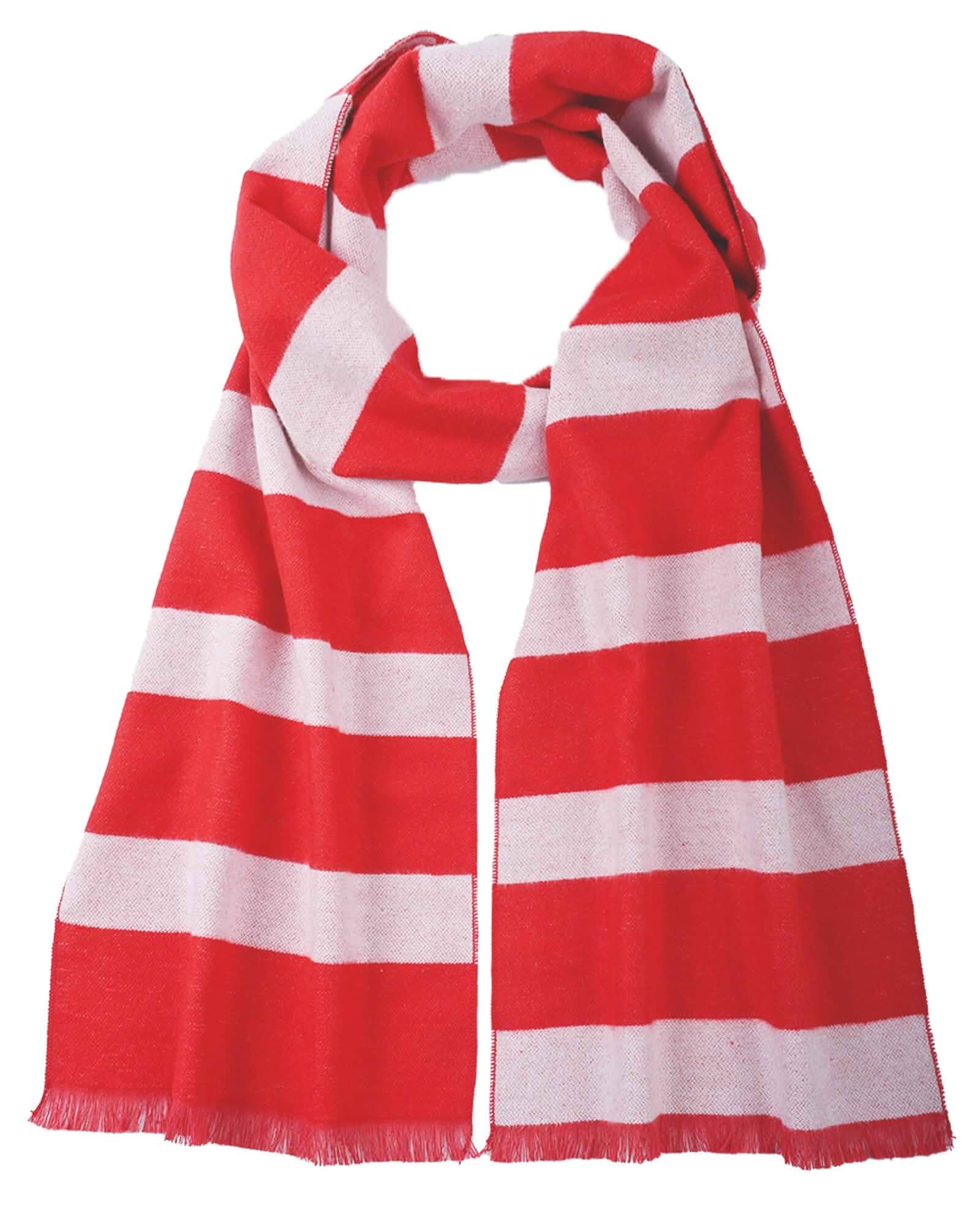Scarf for Men Cashmere Feel Striped Scarves Red and White Scarf Mens Fall Winter Costume Accessory for Cosplay Striped