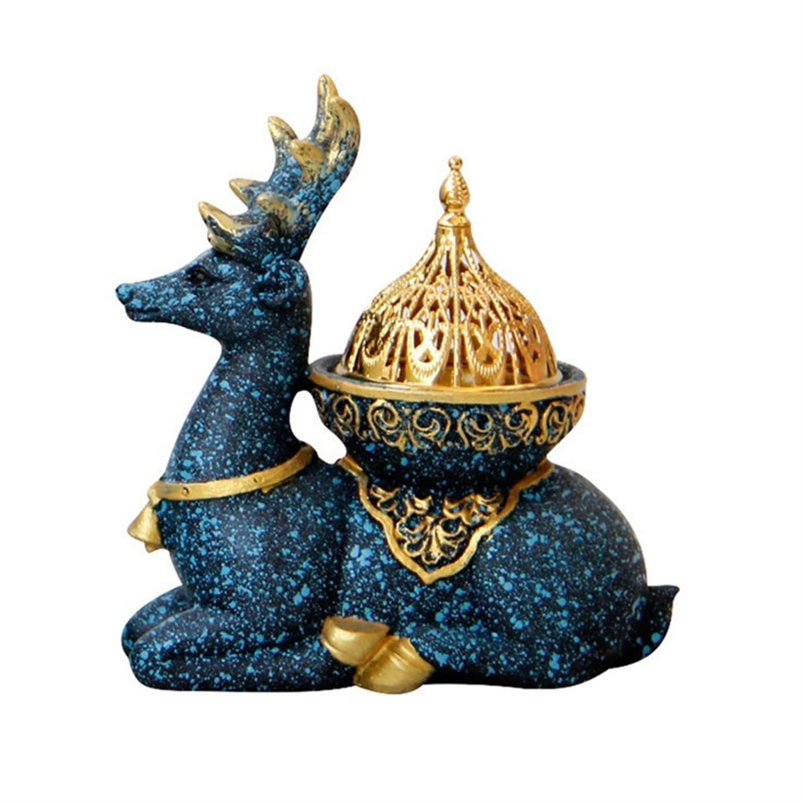 Incense Holder Marble Patterned Reindeer Incense Burner, Exquisite Resin, Portable Frankincense Cone for Home Office Yoga Spa Decor Teahouse