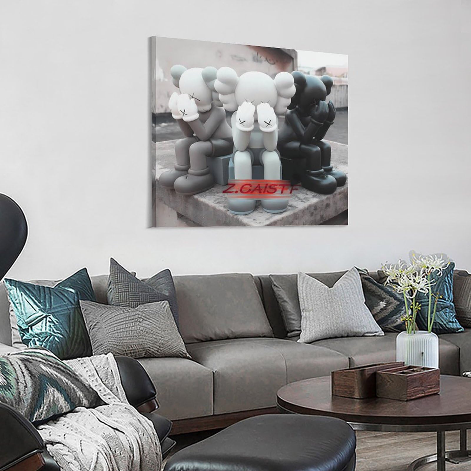 Amazon.co.jp: KAWSの油絵 ブライアンインテリア絵画 KAWSの装飾 暴力