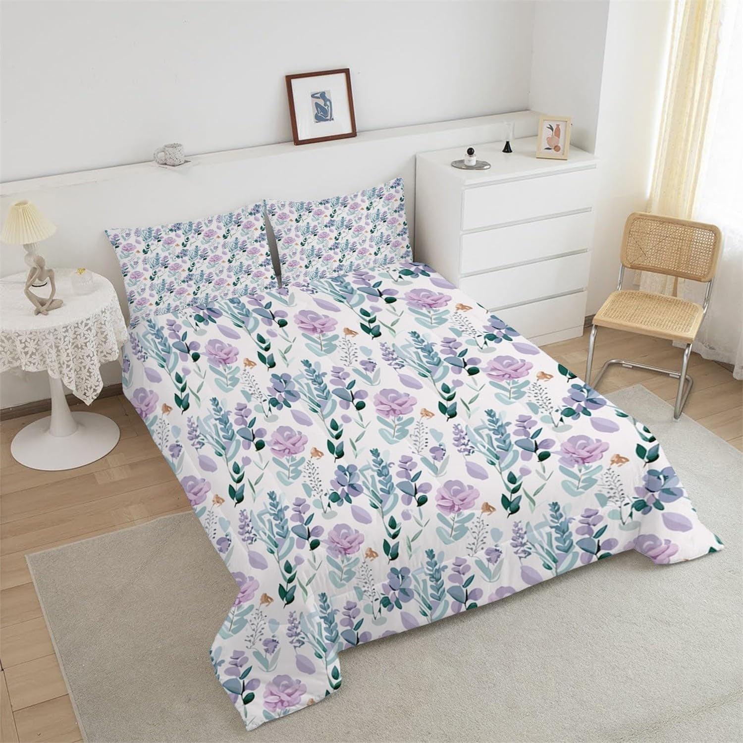 Kołdra w rozmiarze King Size, miękka kołdra, lekka kołdra, zestawy kołder na wszystkie pory roku i można prać w pralce, rozmiar king, 230 x 220 cm, fioletowa LJ167