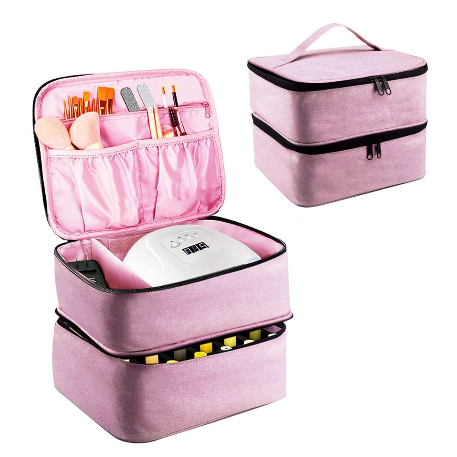 Nail Polish Storage Bag Porta Smalti Doppio Strato Organizer Borsetta Porta Bottiglie Custodia Nylon Scomparti Tascabile Adatto per Viaggi