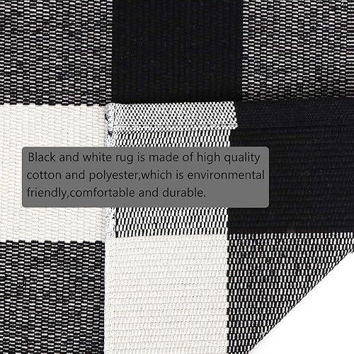 Miniatura 123 de CAINANEL Buffalo - Alfombra de algodón a cuadros de 5 x 7 pies, tejida a mano para interiores y exteriores, alfombra de área para puerta de Tela