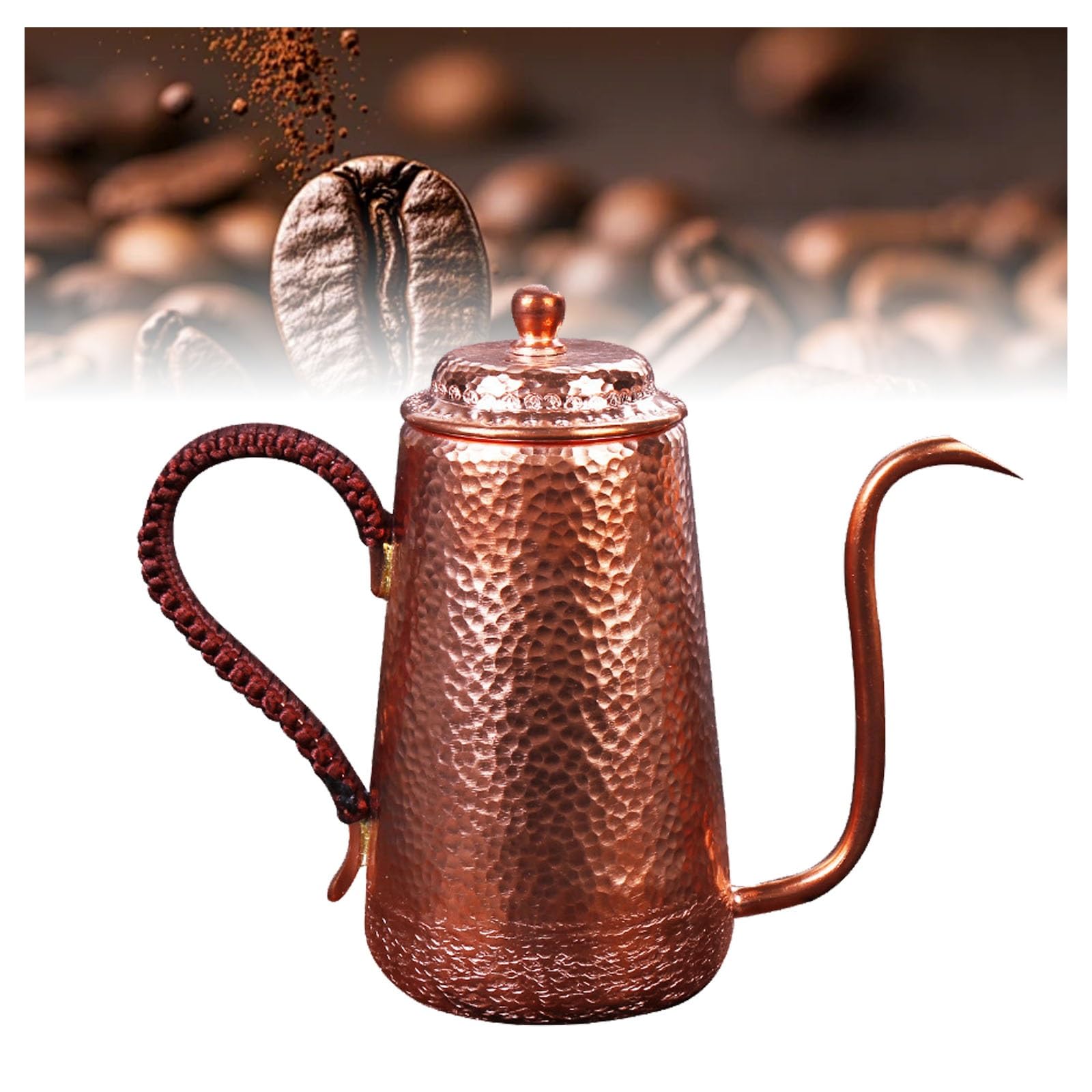 Cafetera de cobre vintage de 630 ml: hervidor de goteo de café para camping, hogar y cafeterías